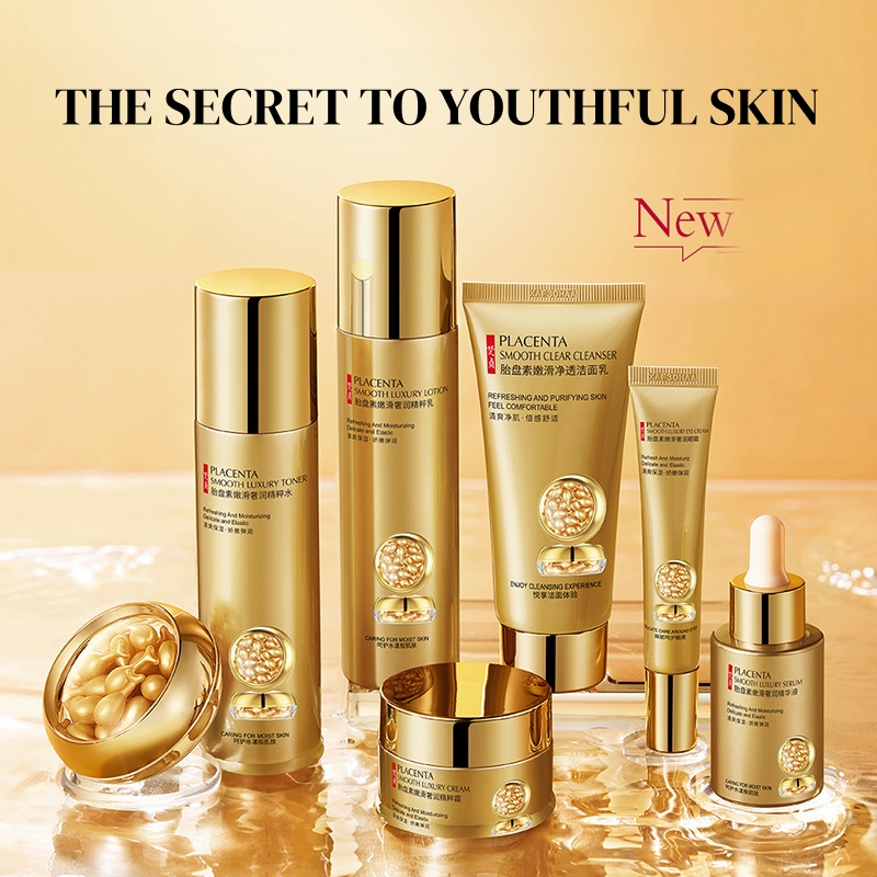 Luxury Skincare Kit - ชุดผลิตภัณฑ์ดูแลผิวรกแกะ 7 ชิ้น อุดมด้วยสารสกัดรกแกะ ผลิตภัณฑ์บำรุงผิวให้ความชุ่มชื้น บำรุงผิว