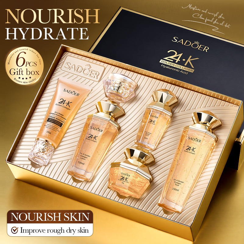 Luxury Skincare Kit - ชุดผลิตภัณฑ์บำรุงผิวหน้า 24K โกลด์ คอลลาเจน โปรตีน -